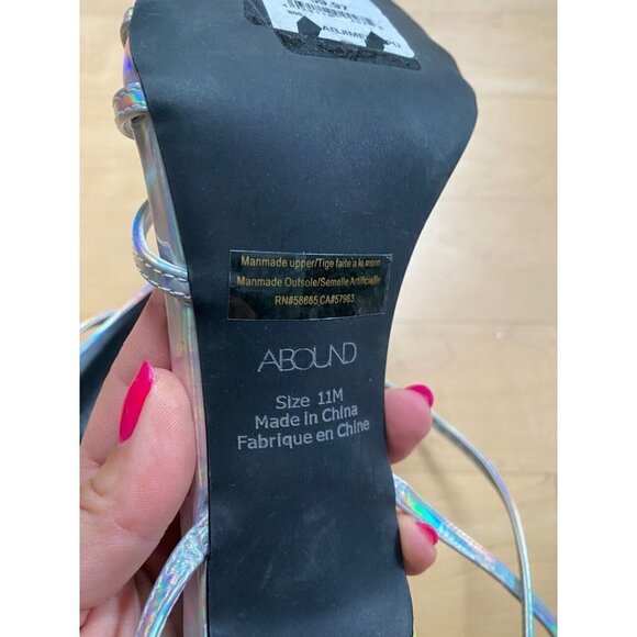 Abound BNWOT "Jimena" iridescent strappy silver heels sz 11 NEW - Picture 8 of 9